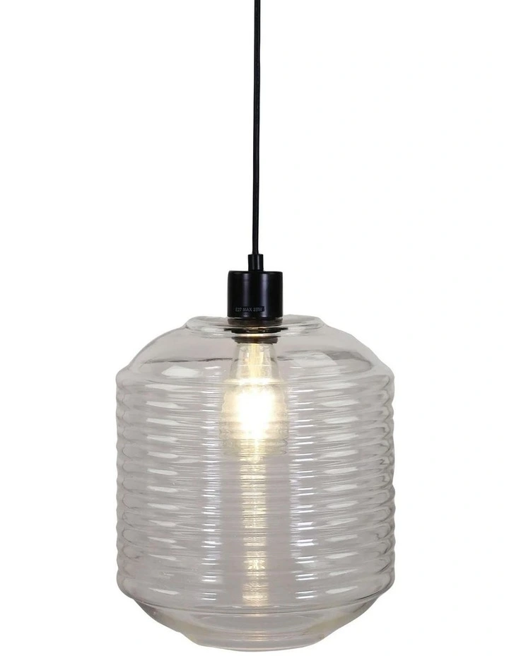 Marconi Single Pendant Light Clear Glass 25cm image 2