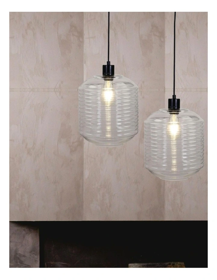Marconi Single Pendant Light Clear Glass 25cm image 3