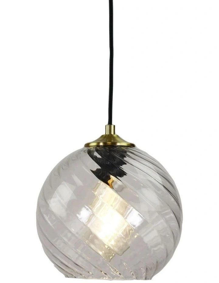 Twist Single Pendant Light Clear Glass 20cm image 2