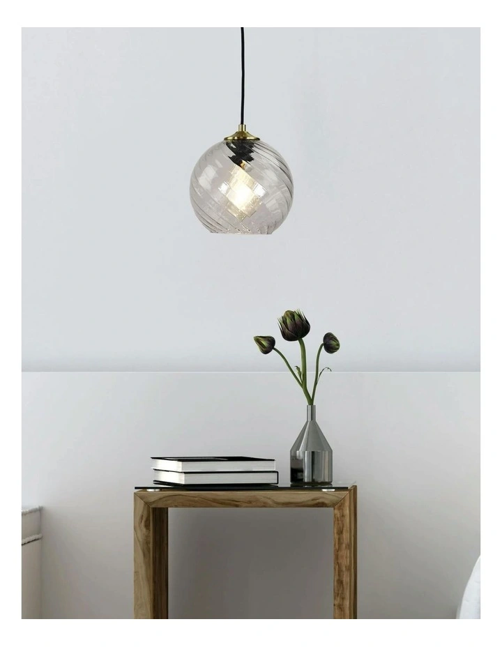 Twist Single Pendant Light Clear Glass 20cm image 3