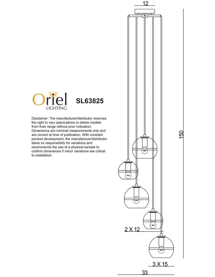 Reno Pendant Light Clear Glass 5lt image 4