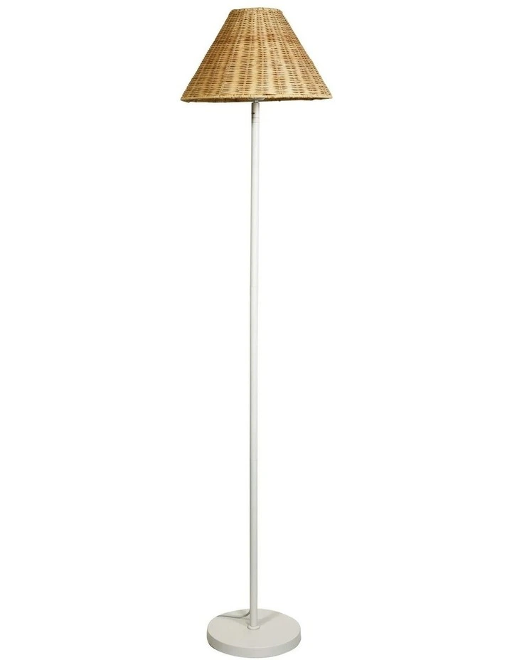 Belize Rattan Floor Lamp in White image 1