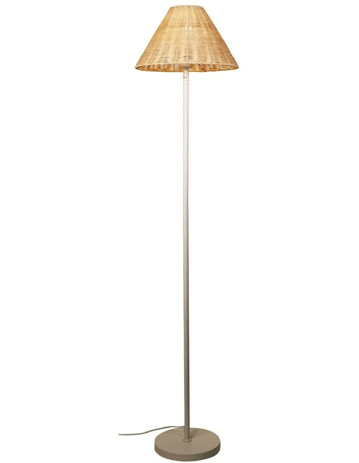 Belize Rattan Floor Lamp in White image 2