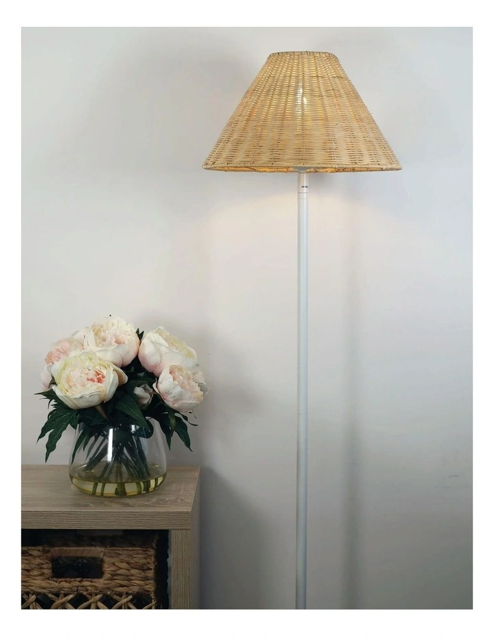 Belize Rattan Floor Lamp in White image 3