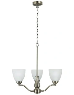 RochesterTraditional Glass Pendant Light 3lt in Antique Brass