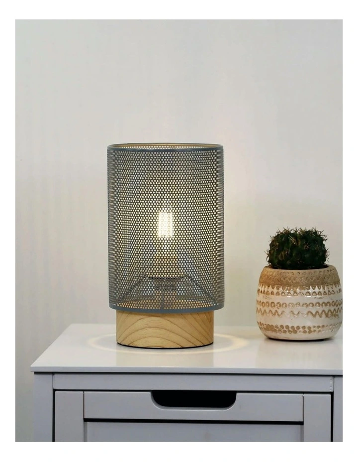 Lenny Mesh Bedside Table Lamp in Grey image 2