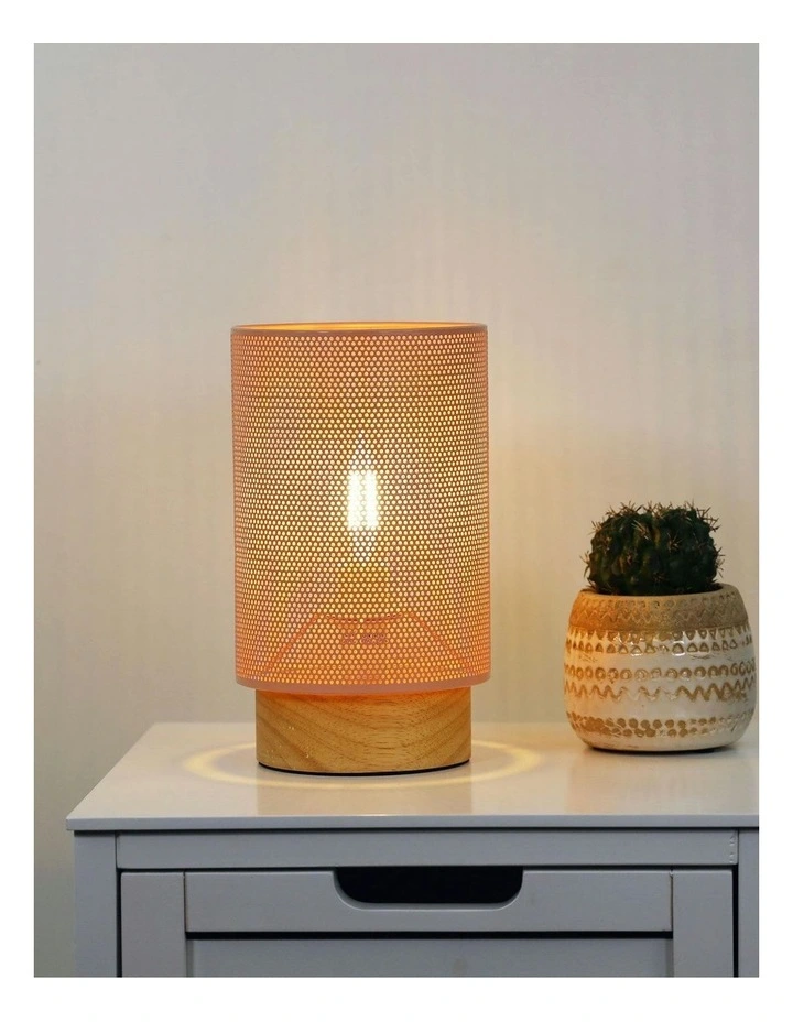 Lenny Mesh Bedside Table Lamp in Pink image 3