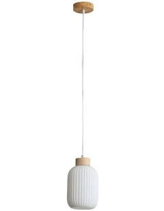 Bolli Real Timber & Opal Glass Pendant Light 130cm