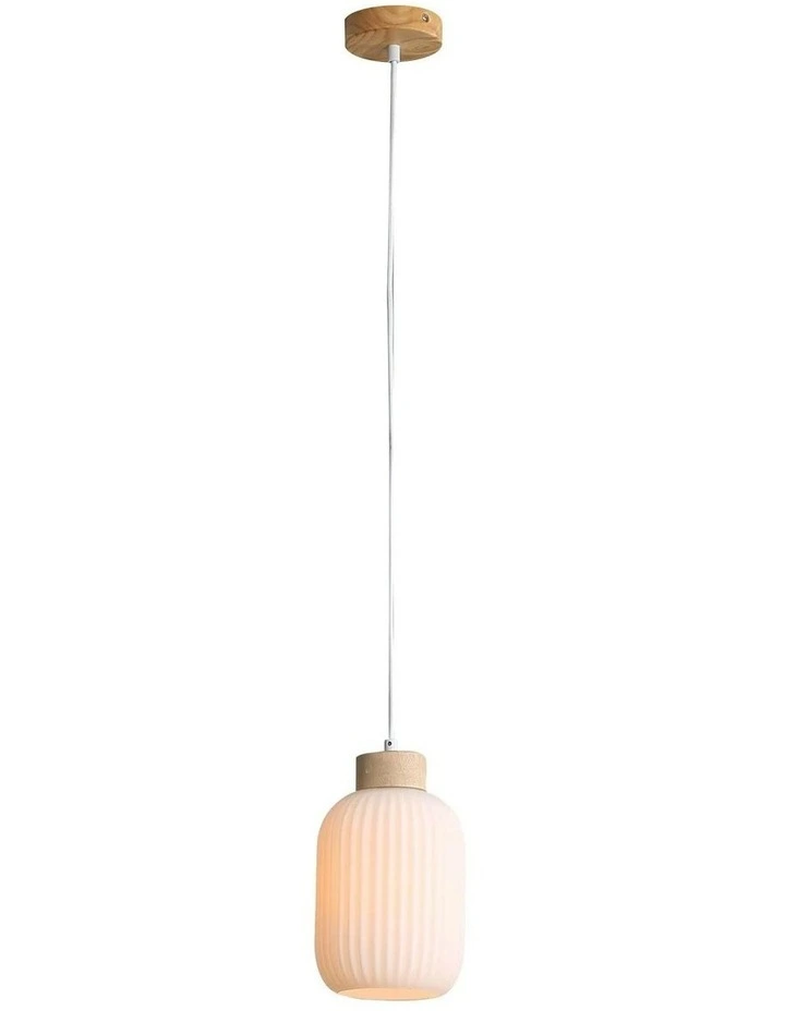 Bolli Real Timber & Opal Glass Pendant Light 130cm image 2