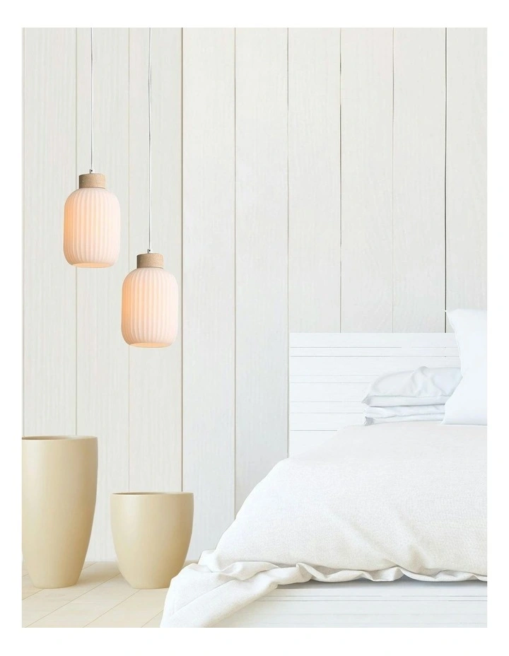 Bolli Real Timber & Opal Glass Pendant Light 130cm image 3