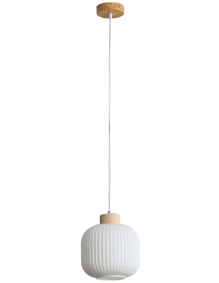 Bolli Real Timber & Opal Glass Pendant Light 200cm image 1