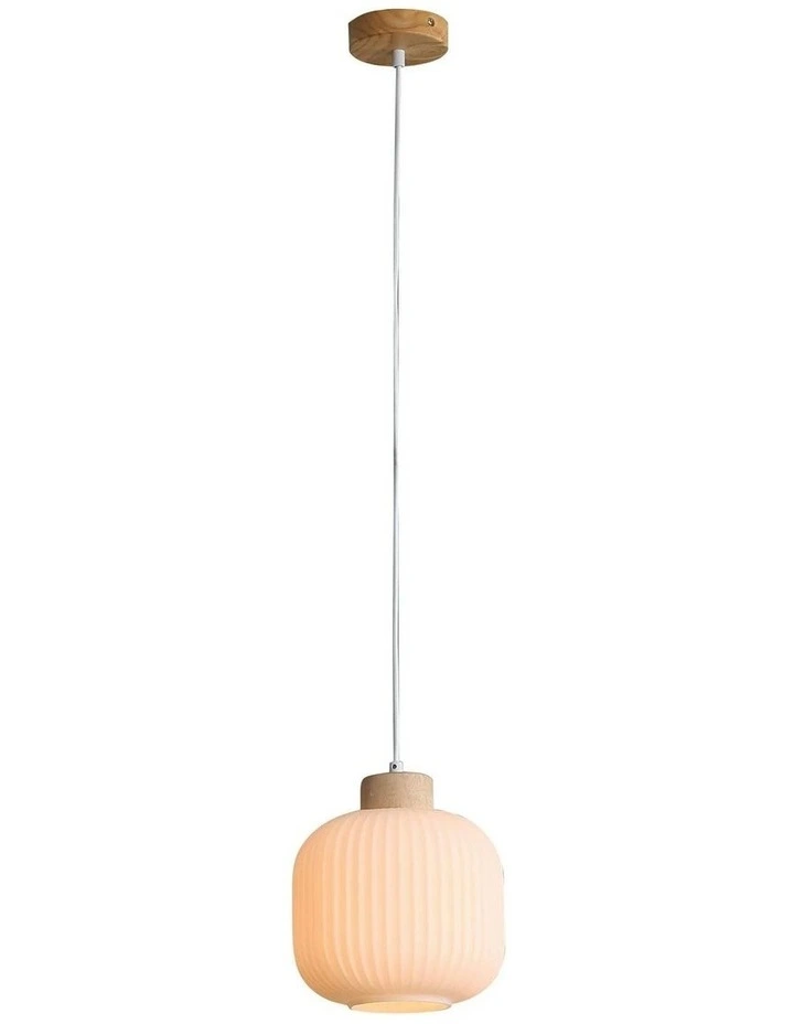 Bolli Real Timber & Opal Glass Pendant Light 200cm image 2
