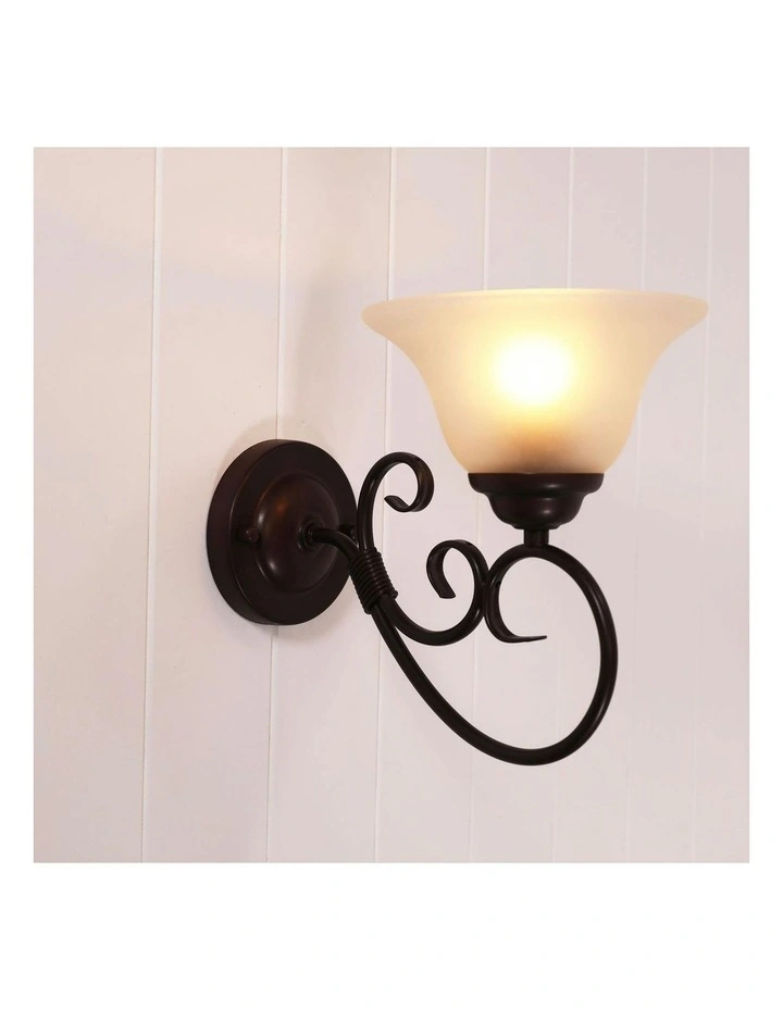 GastonIi Traditional Frost Wall Light Bronze image 3