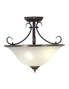 Gaston Ii Semi flush Traditional Frost Pendant Light Bronze