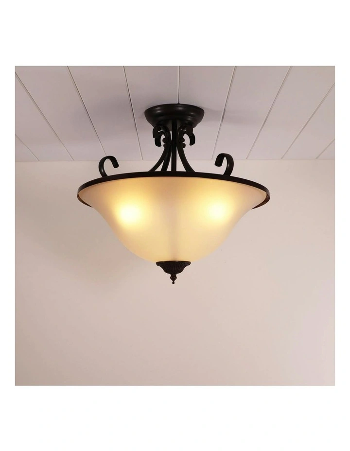 Gaston Ii Semi flush Traditional Frost Pendant Light Bronze image 2