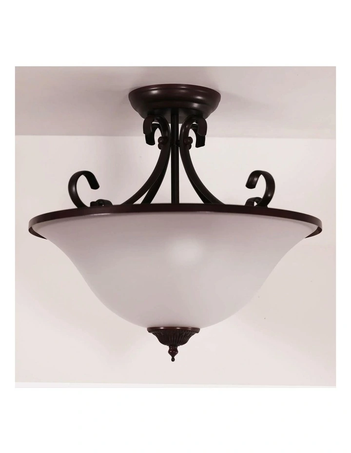 Gaston Ii Semi flush Traditional Frost Pendant Light Bronze image 5