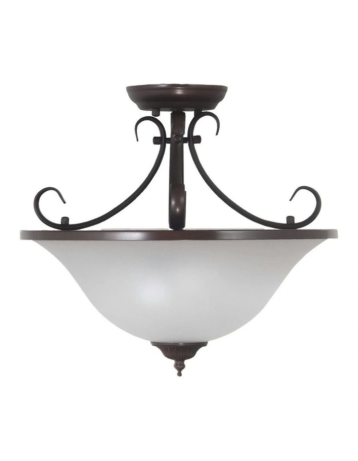 Gaston Ii Semi flush Traditional Frost Pendant Light Bronze image 7