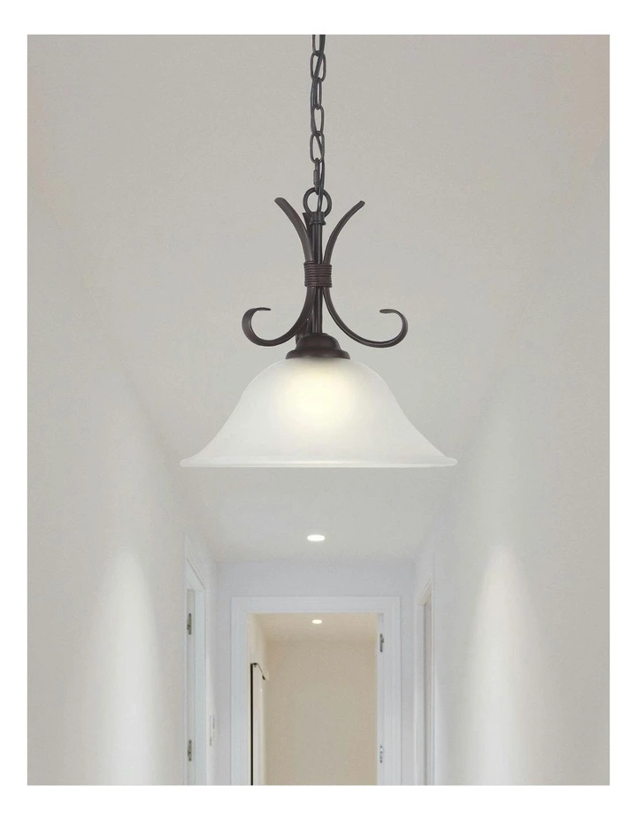 Gaston Ii Single Traditional Frost Pendant Light Bronze image 3