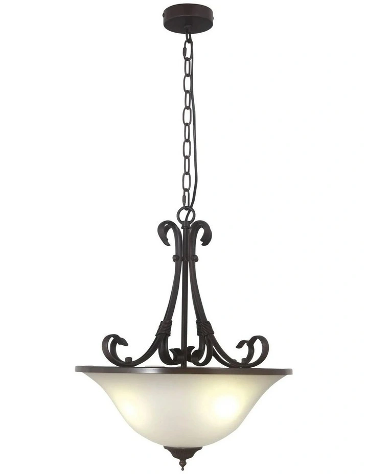 Gaston Ii Single Traditional Frost Pendant Light 3lt in Bronze image 1
