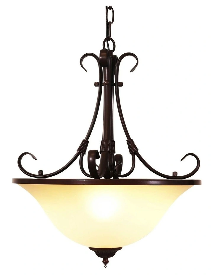 Gaston Ii Single Traditional Frost Pendant Light 3lt in Bronze image 2