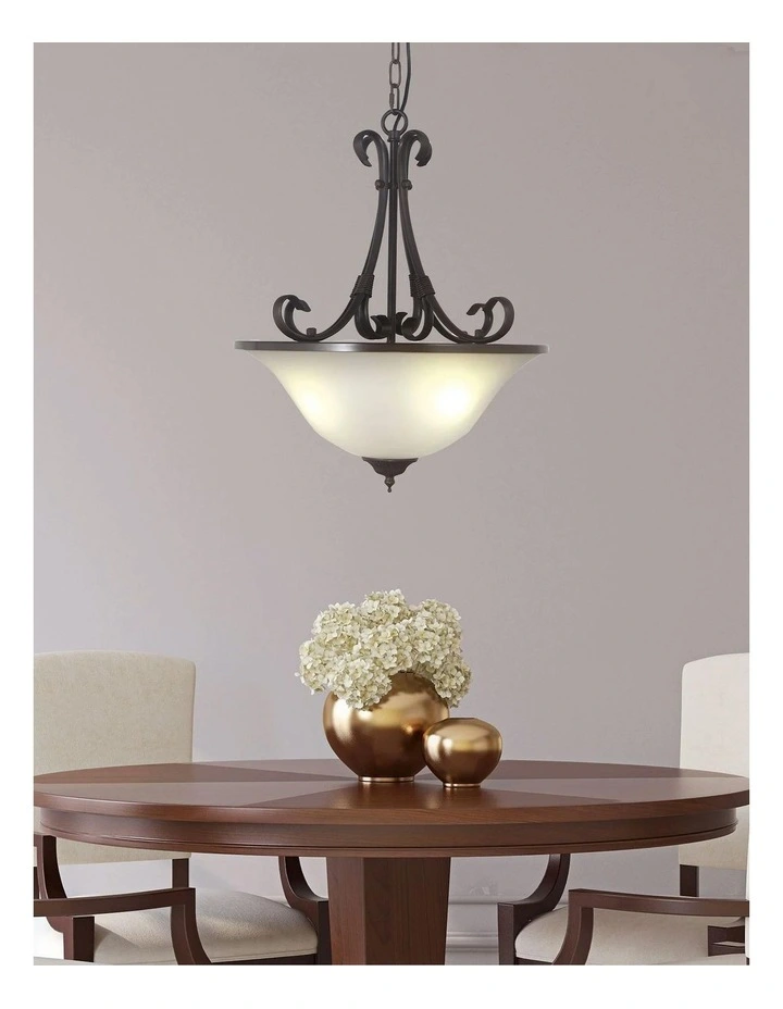 Gaston Ii Single Traditional Frost Pendant Light 3lt in Bronze image 3