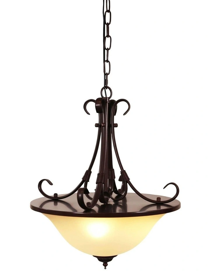 Gaston Ii Single Traditional Frost Pendant Light 3lt in Bronze image 5