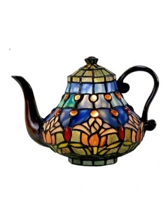 Mauve Tulip Teapot Table Lamp in Blue/Black