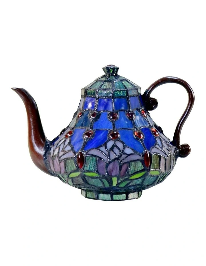 Mauve Tulip Teapot Table Lamp in Blue/Black image 2