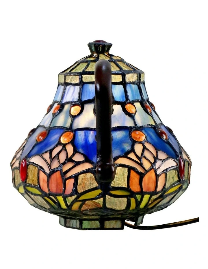 Mauve Tulip Teapot Table Lamp in Blue/Black image 3
