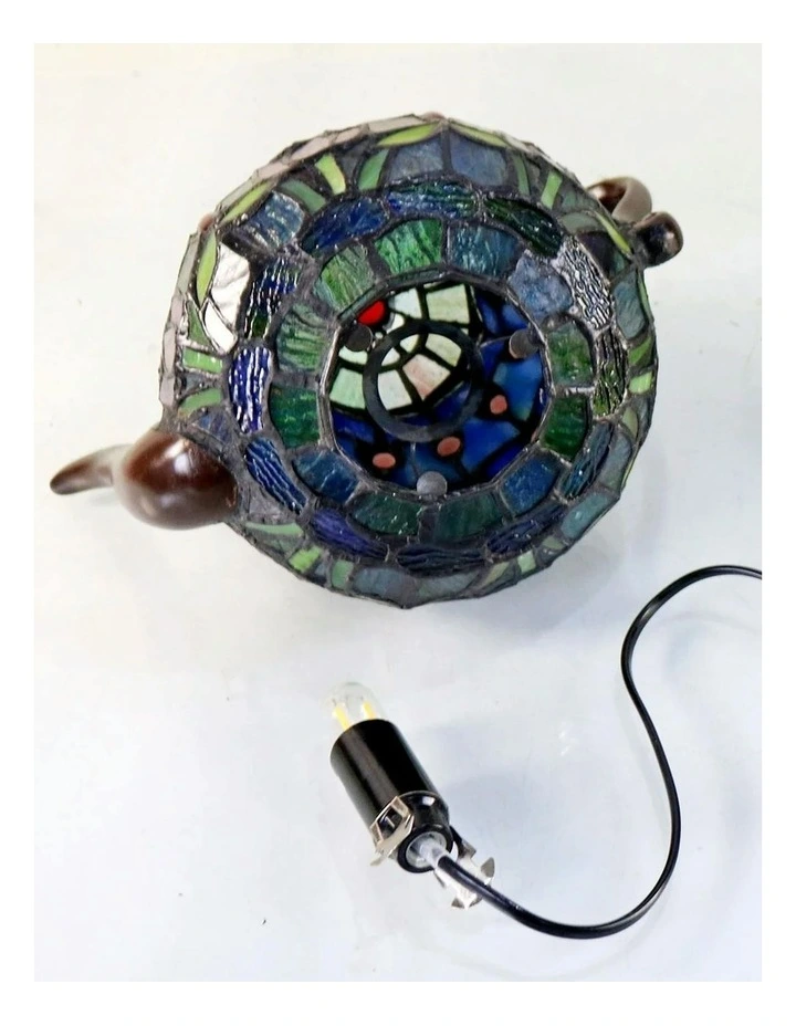 Mauve Tulip Teapot Table Lamp in Blue/Black image 6
