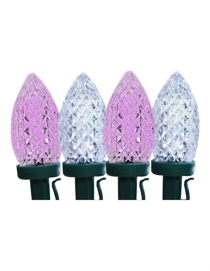 C9 Pinecone 50 Led Connectable String Lights in Pink + White image 1