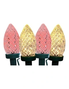 C9 Pinecone 50 Led Connectable String Lights in Red + Warm White