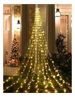 Waterfall Star Lights with Topper Star in Warm White