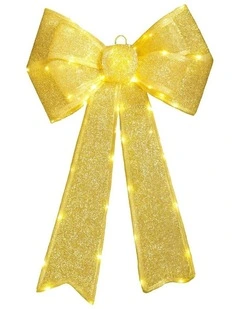 Battery Operated Led Lit Bow in Gold