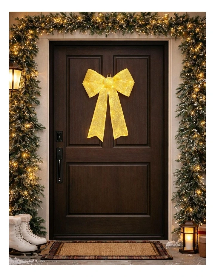 Battery Operated Led Lit Bow in Gold image 3