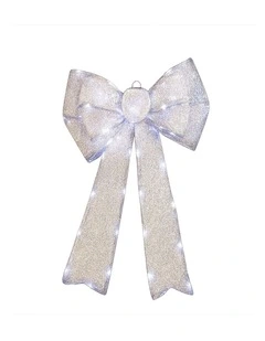 Battery Operated Led Lit Bow in Silver