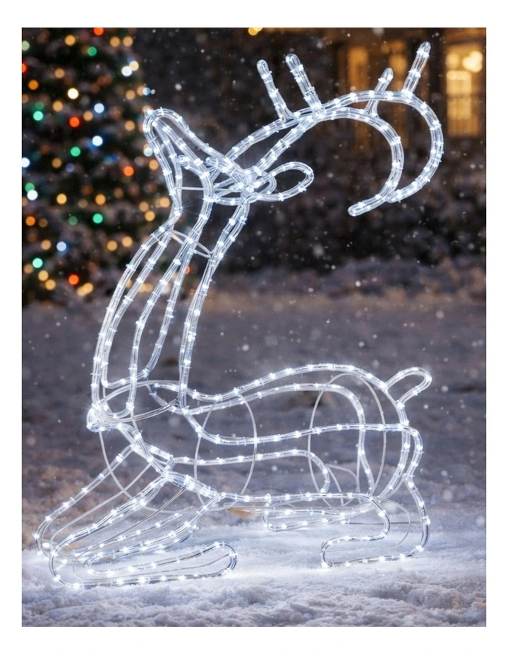 Led 3D Sitting ReindeerSilhouette in White image 3