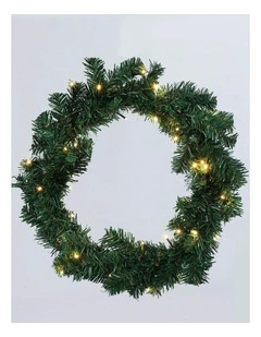 Pre-Lit Timberland Spruce Wreath Large in Green