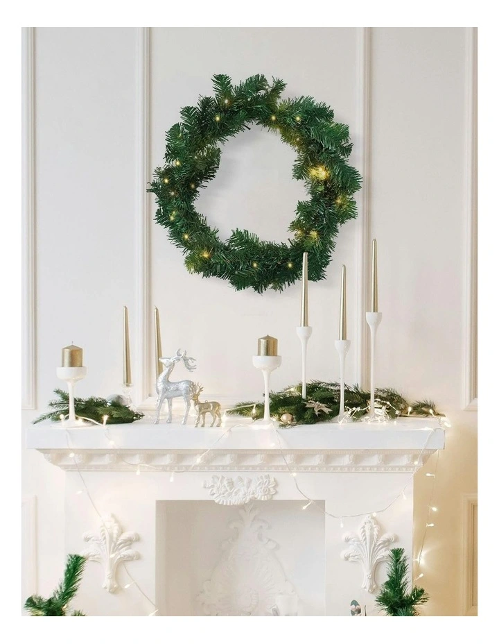 Pre-Lit Timberland Spruce Wreath Medium in Green image 1