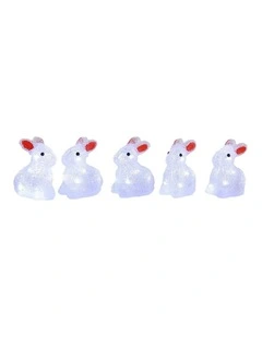 Acrylic Mini Bunny Set Of 5 in Multi