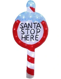 Acrylic Santa Stop Here Sign in Multi