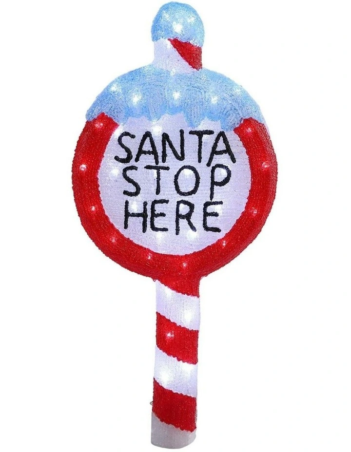 Acrylic Santa Stop Here Sign in Multi image 1
