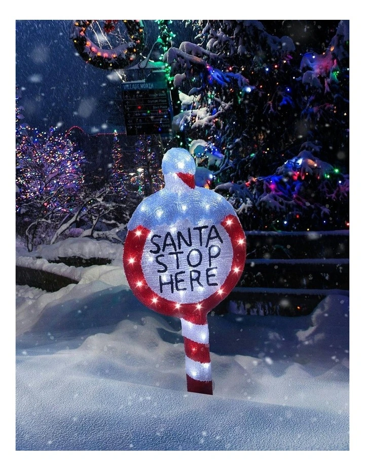 Acrylic Santa Stop Here Sign in Multi image 2