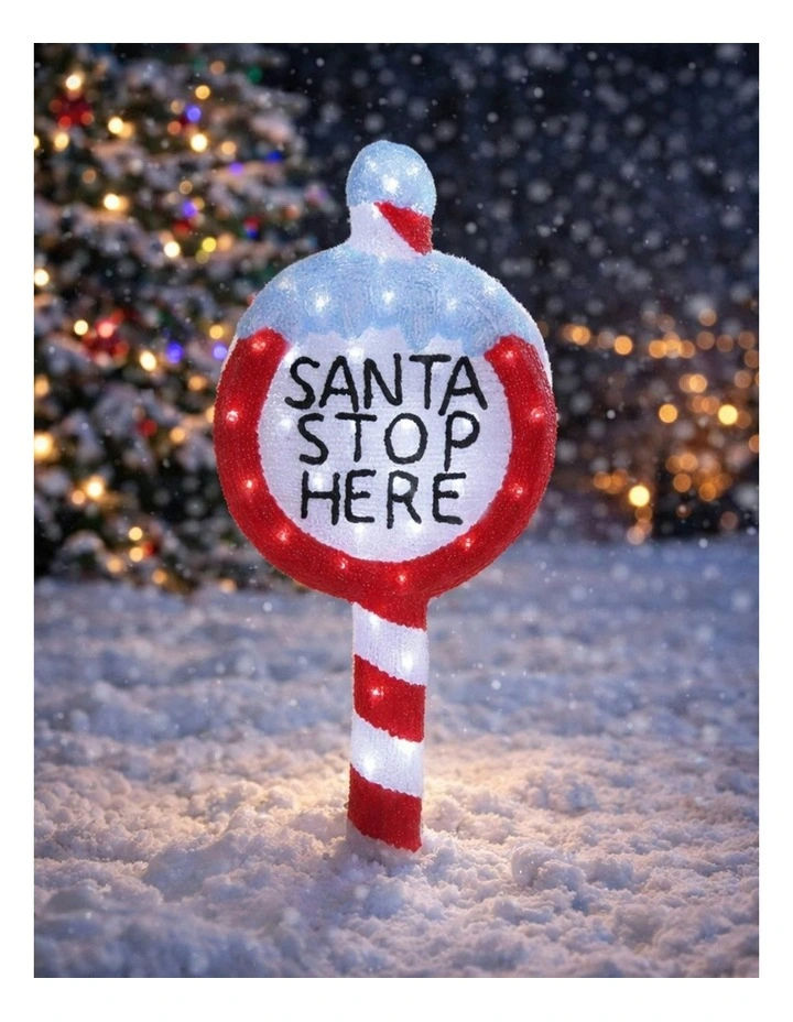 Acrylic Santa Stop Here Sign in Multi image 3
