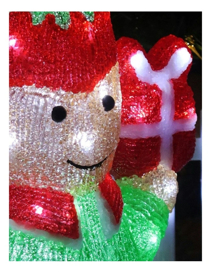 Acrylic Christmas Elf with Giftbox in Multi image 6