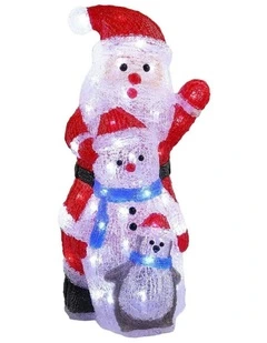 Acrylic Santa Penguin And Snowman Stacked in White