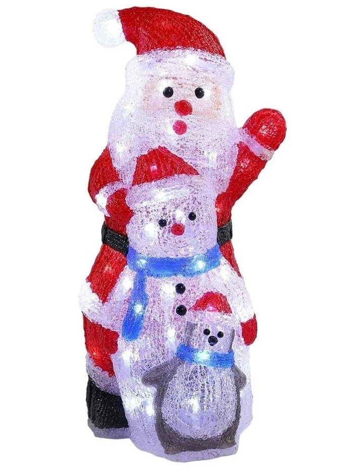 Acrylic Santa Penguin And Snowman Stacked in White image 1
