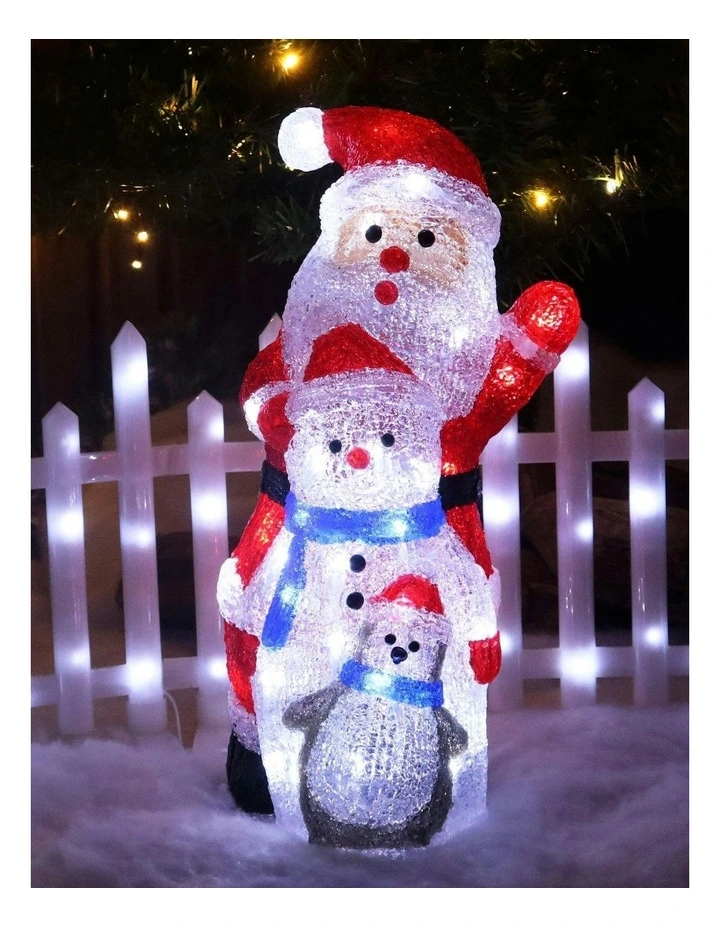 Acrylic Santa Penguin And Snowman Stacked in White image 2