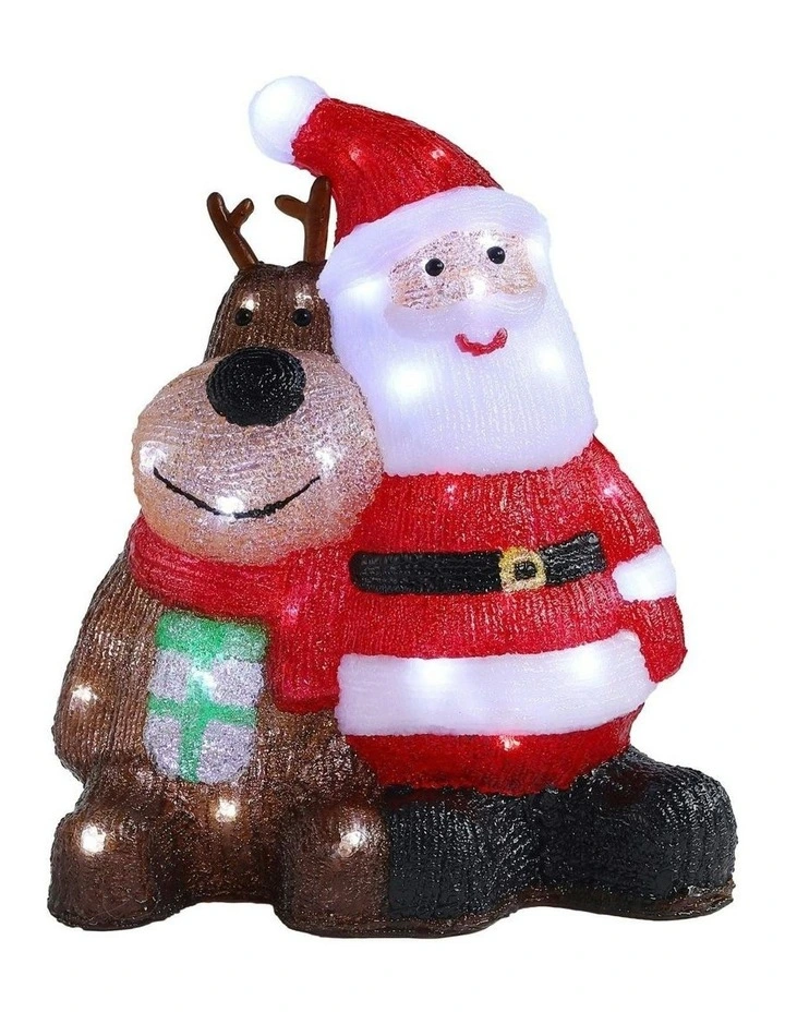 Acrylic Reindeer With Santa in Multi image 1