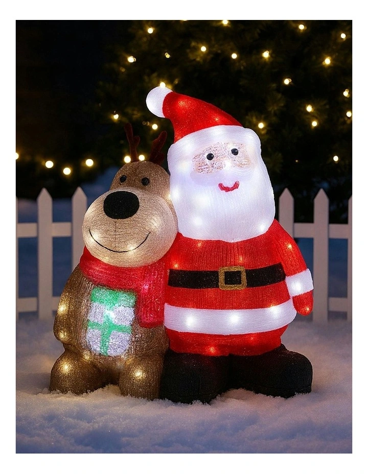 Acrylic Reindeer With Santa in Multi image 2